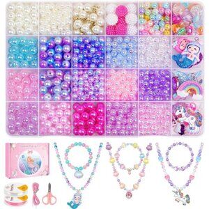 900Pcs Mermaid Bracelet Making Kit for Girls Kids Charm DIY Beads for